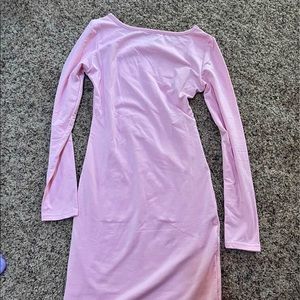 Xsmall long sleeve soft stretchy midi dress baby pink